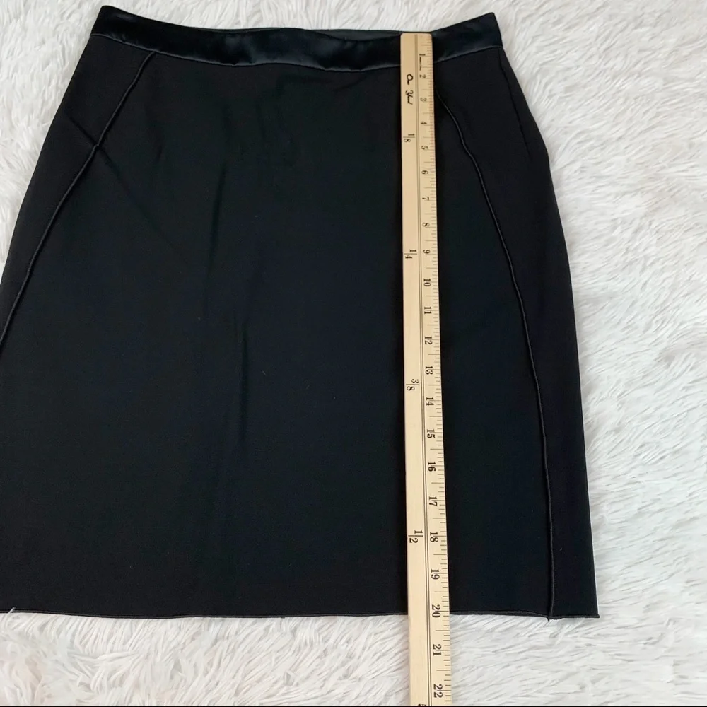 Derek Lam knit pencil skirt solid black knee lenght satin waist Made in Italy‎